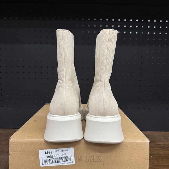 New W/ Missing Lid! Women's Steve Madden Jones Bone Nubuck Platform Boots Size 8 - Picture 4 of 5
